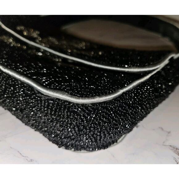 Viral Black Beaded Skull & Crossbones Shoulder Bag Made In India 9.5x6.5 - Picture 7 of 11